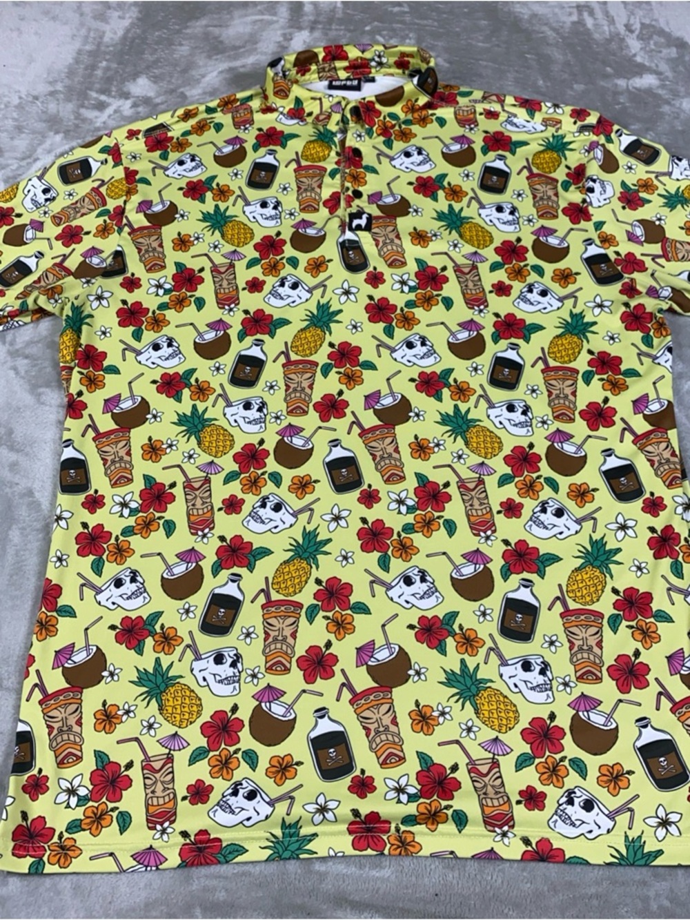 Lofty Llama Mens XL Hawaiian Theme Multicolor Stretch Performance Golf Polo